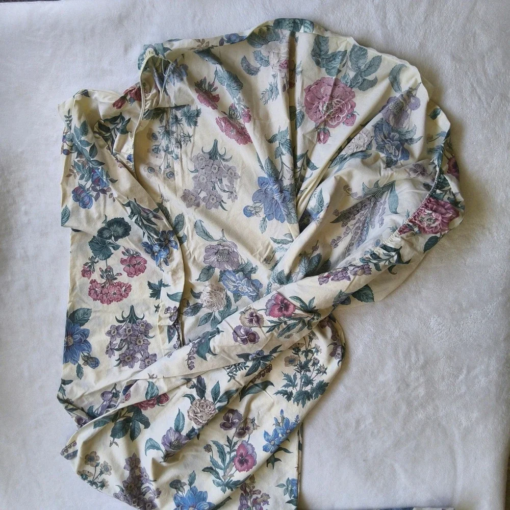 Vintage Dan River Floral Percale Sheet Set Full Size Botanical Cottagecore USA